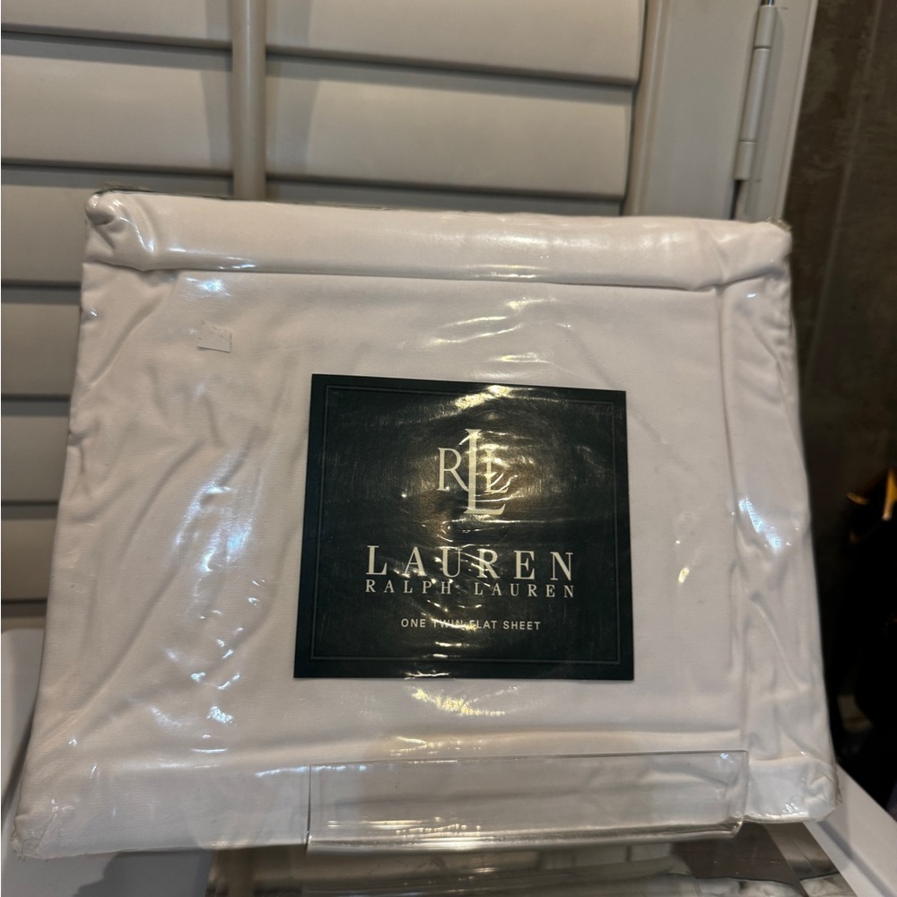 Ralph Lauren Dark Green Twin Flat Sheet NEW